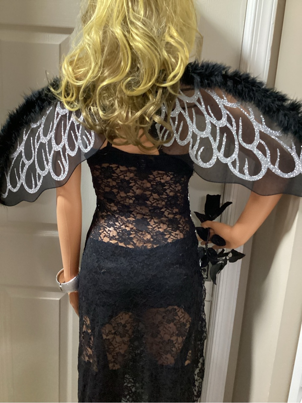Dark Angel with Wings Halloween Costume - Picture 8 of 11